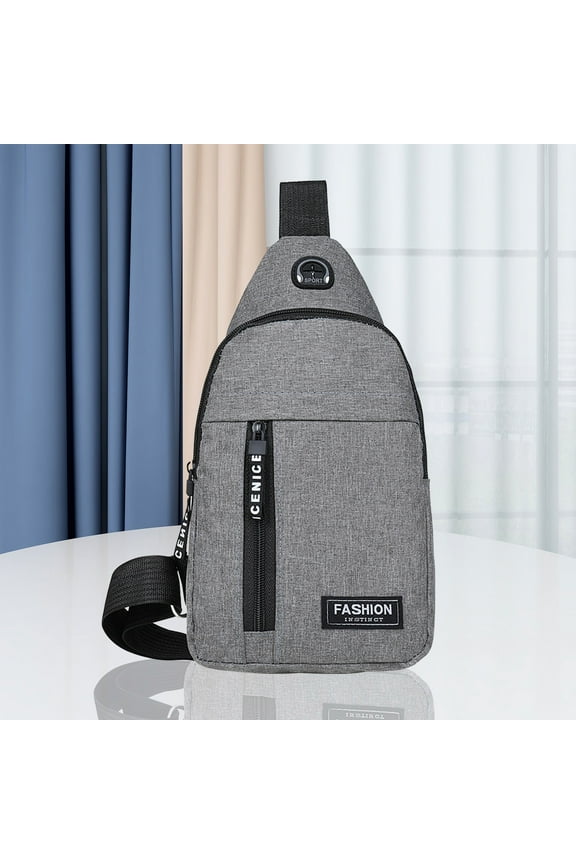 Small Crossbody Sling Bag - 11.81x6.69x2.17 Inch Chest Shoulder Bag with Earphone Hole for Travel, Hiking and Daily Use