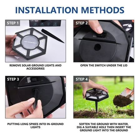 Specollect Solar Ground Lights, Solar Lights Outdoor Waterproof, 12 LED Solar Powered Landscape Lighting for Garden Yard Patio Pathway Driveway Walkway