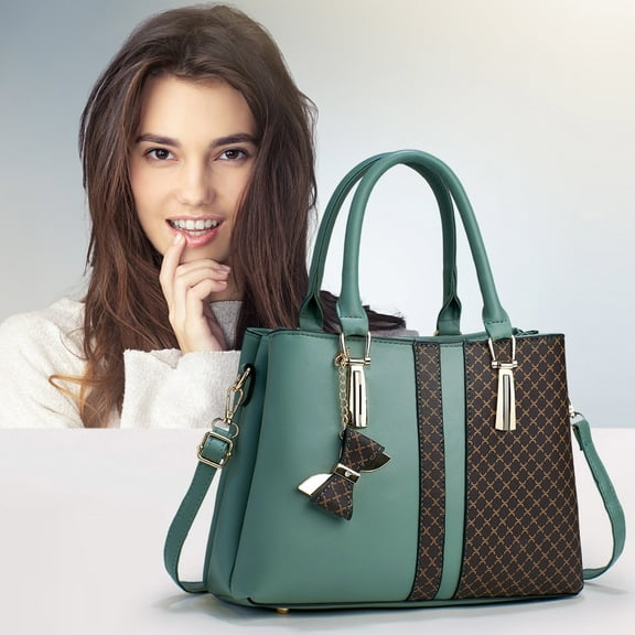 Specollect Stylish Patchwork Leather Tote Bag for Women Large Capacity Multi Compartment Crossbody Shoulder Bag Daily Use Work Travel Handbag