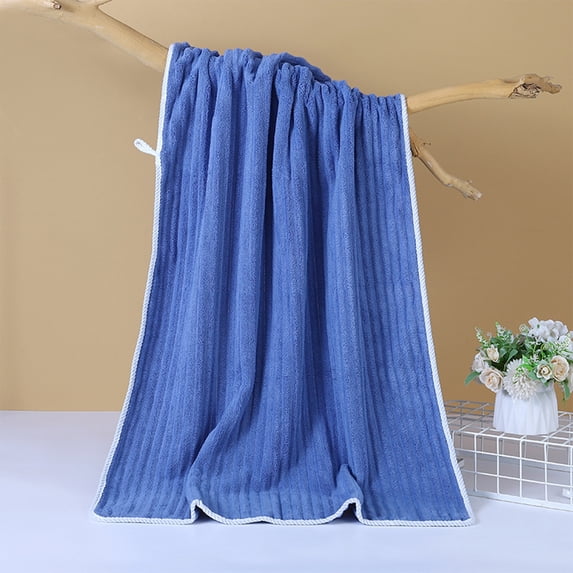 Specollect Super Absorbent Coral Fleece Towel Quick Dry Hair Body Face Bath Towel Large Striped Soft Polyester for Adults Gym Travel