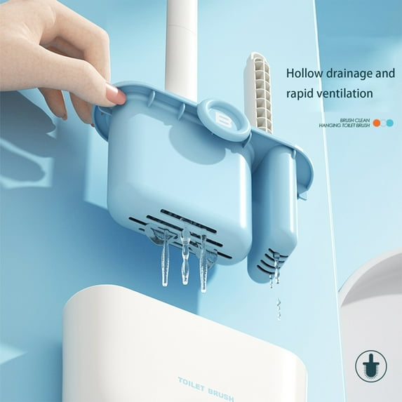 Specollect Toilet Brush and Holde With 2 Type Brush, Toilet Bowl Brush and Holder with Long Handle, Plastic Holder Easy to Hide, Drip-Proof, Easy to Assemble, Deep Cleaning