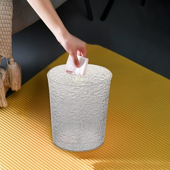 Specollect Vertical Striped Household Reader Trash Can, Waste Paper Basket Round, Office, Metal Mesh Transparent