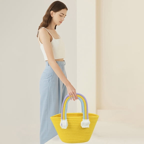 Specollect Wicker Picnic Basket with Double Folding Handles,Willow Picnic Hamper,Natural Hand Woven Easter Basket,Easter Eggs and Candy Basket,Bath Toy and Kids Toy Storage,Gift Packing Basket