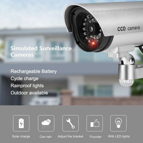 Specollect Wireless Fake Surveillance Camera - Flashing Red LED Dummy CCTV System for Business & Home Security