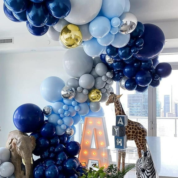 Specool 116Pcs Macaron Blue Balloon Arch Kit, Navy Blue Latex Party Balloons