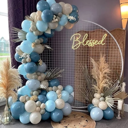Specool Dusty Blue Balloon Garland Kit, Metallic Gold, 30 Piece