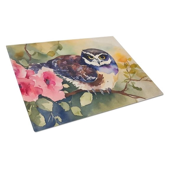 Spectacled Owl Glass Cutting Board 12 in x 15 in