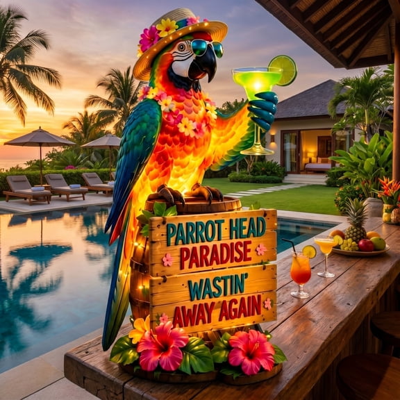 Spectacled Parrot Solar Garden Light, Multicolor Resin Tropical Bird Lamp with Warm LED, Outdoor Decor for Pool Patio Bar