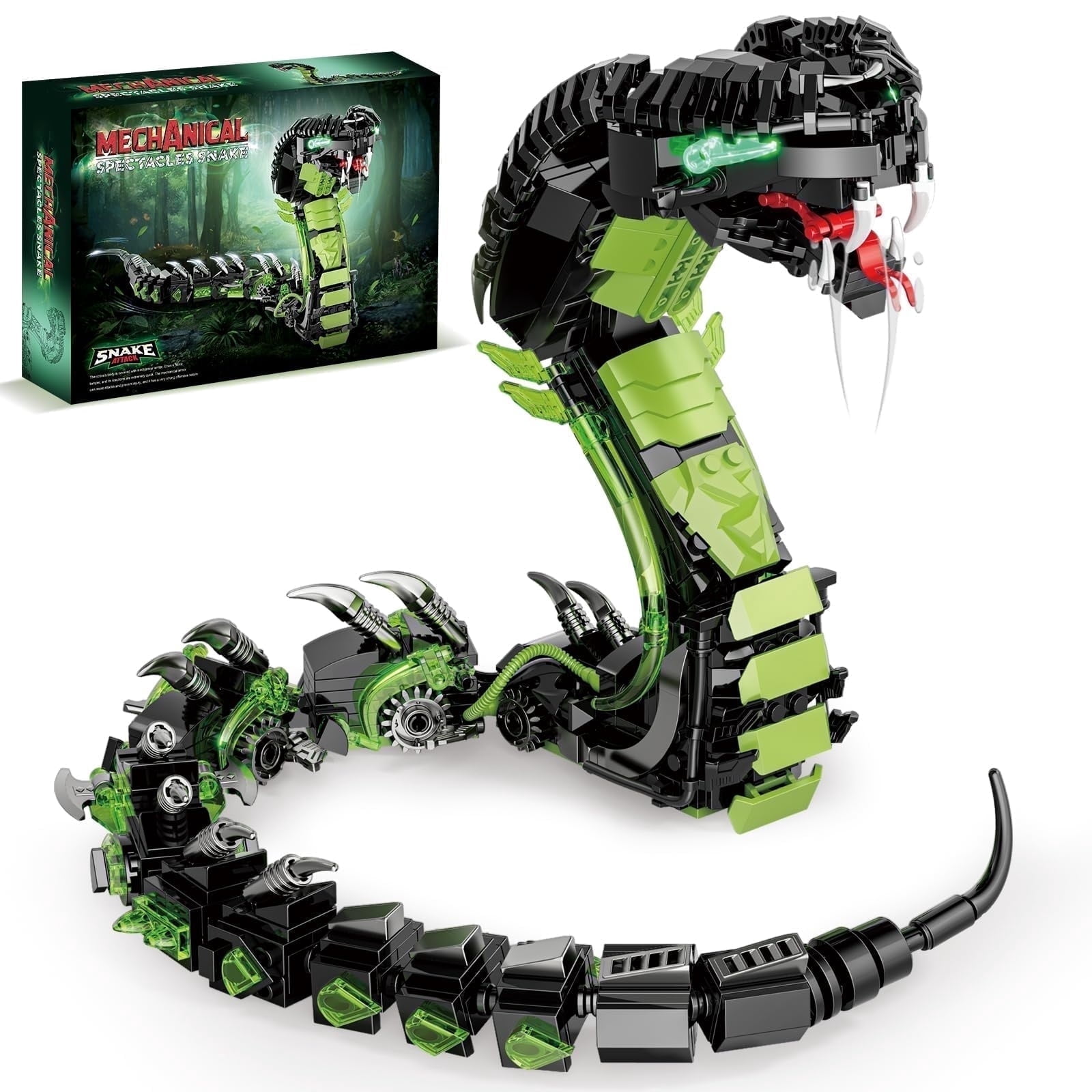 YOUEEFY Spectacles Snake Building Blocks Set, 689pcs Mechanical