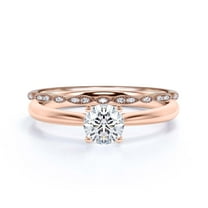 Spectacular And Decorative 1.50 Carat Round Cut Diamond Moissanite Solitaire Engagement Ring, Wedding Ring, Bridal Set in 10k Solid Rose Gold, Gift For Her,Promise Ring, Anniversary Ring