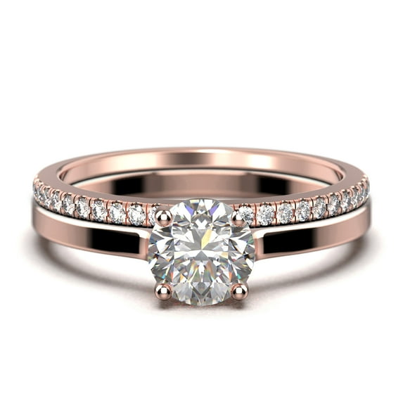 Spectacular And Decorative 1.50 Carat Round Cut Diamond Moissanite Solitaire Engagement Ring, Wedding Ring, Bridal Set in 10k Solid Rose Gold, Gift For Her, Promise Ring, Anniversary