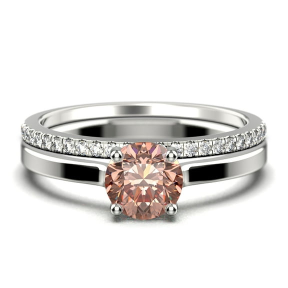 Spectacular And Decorative 1.50 Carat Round Morganite Solitaire Engagement Ring, Wedding Ring, Bridal Set in 925 Sterling Silver With 18k White Gold Plating Gift For Her