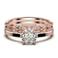 thumbnail image 1 of Spectacular And Decorative 2.00 Carat Round Cut Diamond Moissanite Solitaire Engagement Ring, Wedding Ring, Trio Set in 925 Sterling Silver With 18k Rose Gold Plating Gift For Her, 1 of 4