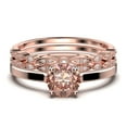 thumbnail image 1 of Spectacular And Decorative 2.00 Carat Round Cut Morganite Solitaire Engagement Ring, Wedding Ring, Trio Set in 925 Sterling Silver With 18k Rose Gold Plating Gift For Her, 1 of 4