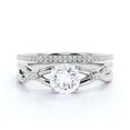 thumbnail image 1 of Spectacular And Decorative Rings Boho & hippie 1.60 Carat Round Cut Diamond Moissanite Engagement Ring, Wedding Ring, One Matching Band in 10k Solid White Gold, Promise Ring, Lovely Gift, Anniversary, 1 of 3
