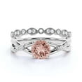 thumbnail image 1 of Spectacular And Decorative Rings Boho & hippie 1.60 Carat Round Cut Morganite And Diamond Moissanite Engagement Ring, Wedding Ring, One Matching Band in 10k Solid White Gold, Promise Ring, Lovely Gift, 1 of 3
