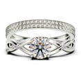 thumbnail image 1 of Spectacular And Decorative Rings Boho & hippie 2.10 Carat Round Cut Diamond Moissanite Engagement Ring, Wedding Ring, Two Matching Band in 10k Solid White Gold, Promise Ring, Lovely Gift, 1 of 4