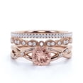 thumbnail image 1 of Spectacular And Decorative Rings Boho & hippie 2.10 Carat Round Cut Morganite And Diamond Moissanite Engagement Ring, Wedding Ring, Two Matching Band in 10k Solid Rose Gold, Promise Ring, Lovely Gift, 1 of 3