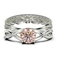 thumbnail image 1 of Spectacular And Decorative Rings Boho & hippie 2.10 Carat Round Cut Morganite And Diamond Moissanite Engagement Ring, Wedding Ring, Two Matching Band in 10k Solid White Gold, Promise Ring, Lovely Gift, 1 of 4