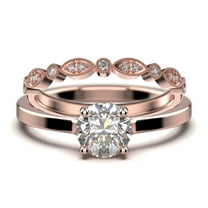 Spectacular And Decorative 1.50 Carat Round Cut Diamond Moissanite Solitaire Engagement Ring, Wedding Ring, Bridal Set in 925 Sterling Silver With 18k Rose Gold Plating Gift For Her