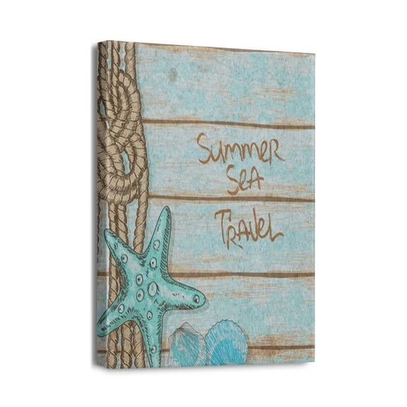 Spectacular Ocean Sea Canvas Pictures Vintage Poster Style, Beach Themed Bathroom Wall Art, Coastal Room Decor, Modern Nautical Painting, Home Accessories - 12X16in.