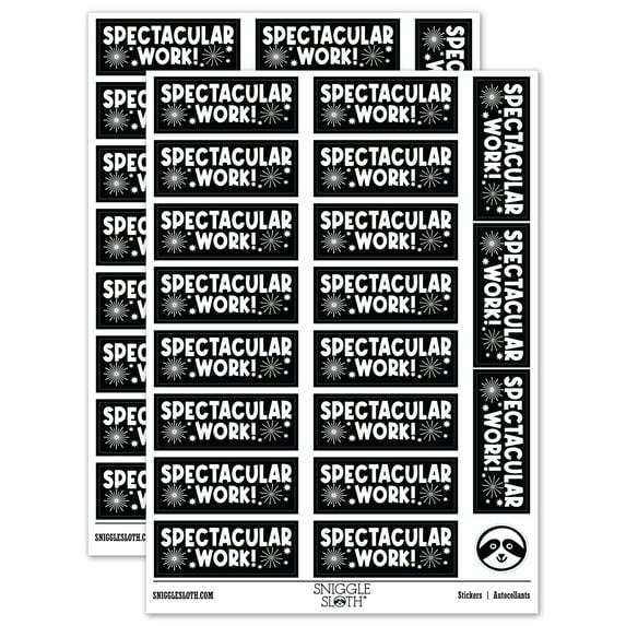 Spectacular Work Fireworks Teacher Student School Sticker Set - Black - Matte Finish - 2.00" Large