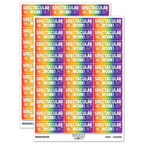 Spectacular Work Fireworks Teacher Student School Sticker Set - Rainbow - Matte Finish - 1.75" Medium