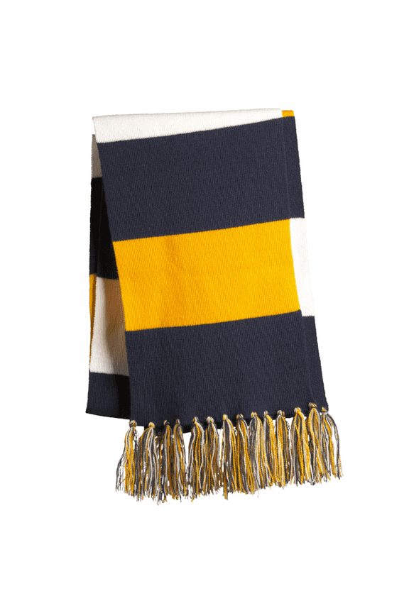 Spectator Scarf for Fans Your Team Colors Sport Scarf Christmas Scarf Soft Warm Color Scarves - Navy Gold White