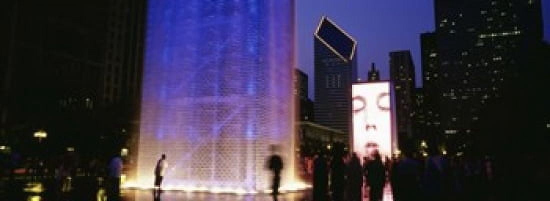 Spectators Watching The Visual Screen The Crown Fountain Millennium Park Chicago Illinois USA Canvas Art - Panoramic Images (36 x 13)