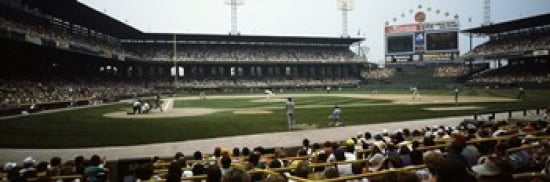 Spectators watching a baseball match in a stadium US Cellular Field Chicago Cook County Illinois USA Canvas Art - Panoramic Images (36 x 12)