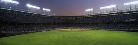 Spectators watching a baseball match in a stadium Wrigley Field Chicago Cook County Illinois USA Canvas Art - Panoramic Images (18 x 6)