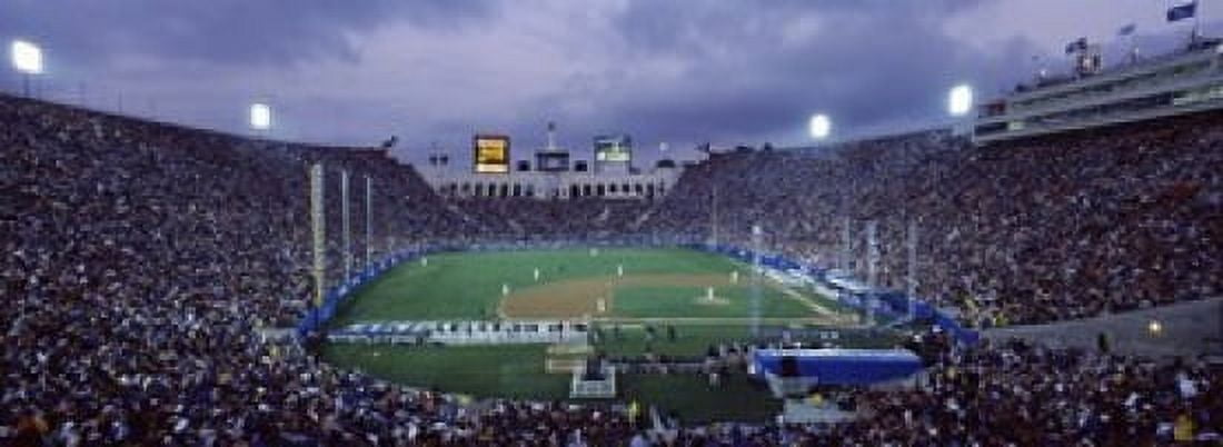 Spectators watching baseball match Los Angeles Dodgers Los Angeles Memorial Coliseum Los Angeles California USA Canvas Art - Panoramic Images (18 x 7)
