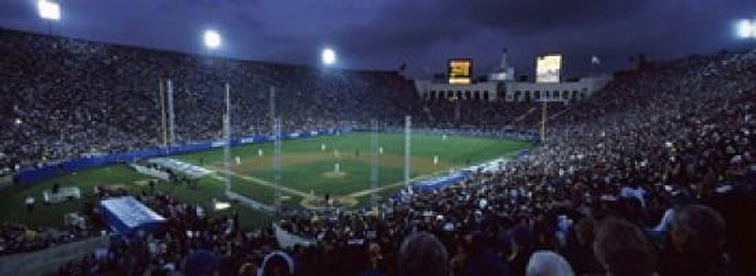 Spectators watching baseball match Los Angeles Dodgers Los Angeles Memorial Coliseum Los Angeles California USA Canvas Art - Panoramic Images (18 x 7)