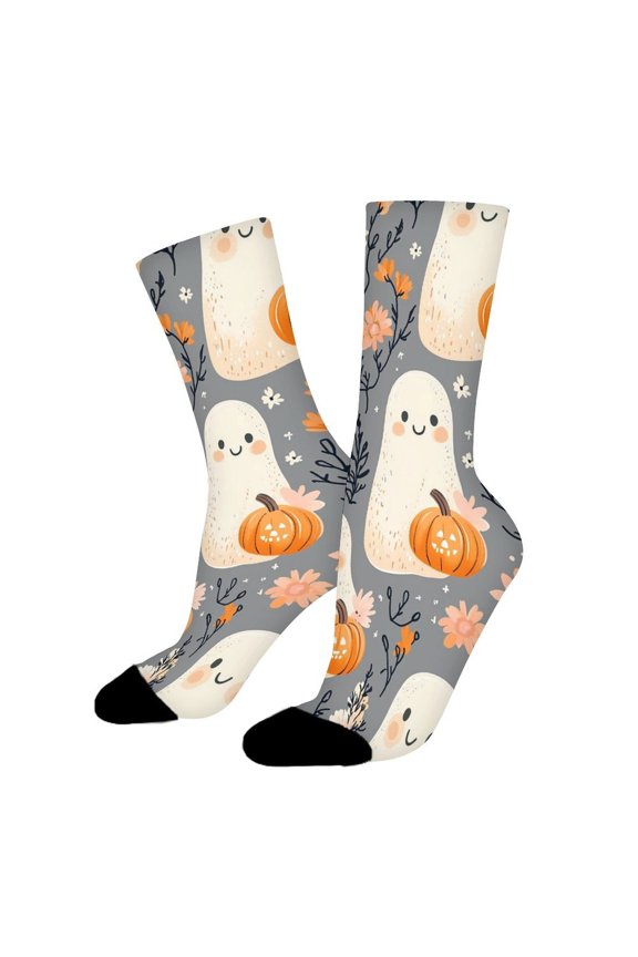 Specter Pumpkin Funny Novelty Crew Socks for Women Men Sports