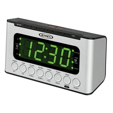 Jensen - AM/FM Dual-Alarm Clock Radio with Wave Sensor