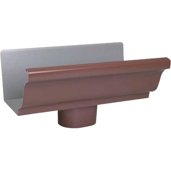 Spectra Metals 5 In. K Style Aluminum Brown Gutter Round Drop Outlet 3DROPRTB