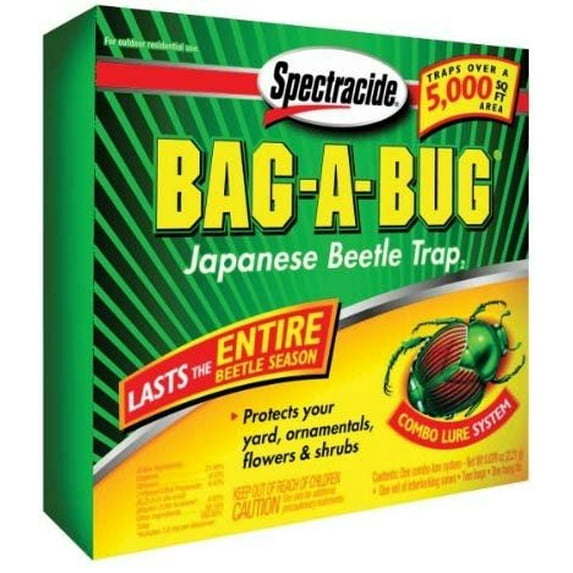 Spectracide Bag-A-Bug Japanese Beetle Trap - Outdoor Dual Lure System - 4 Pack