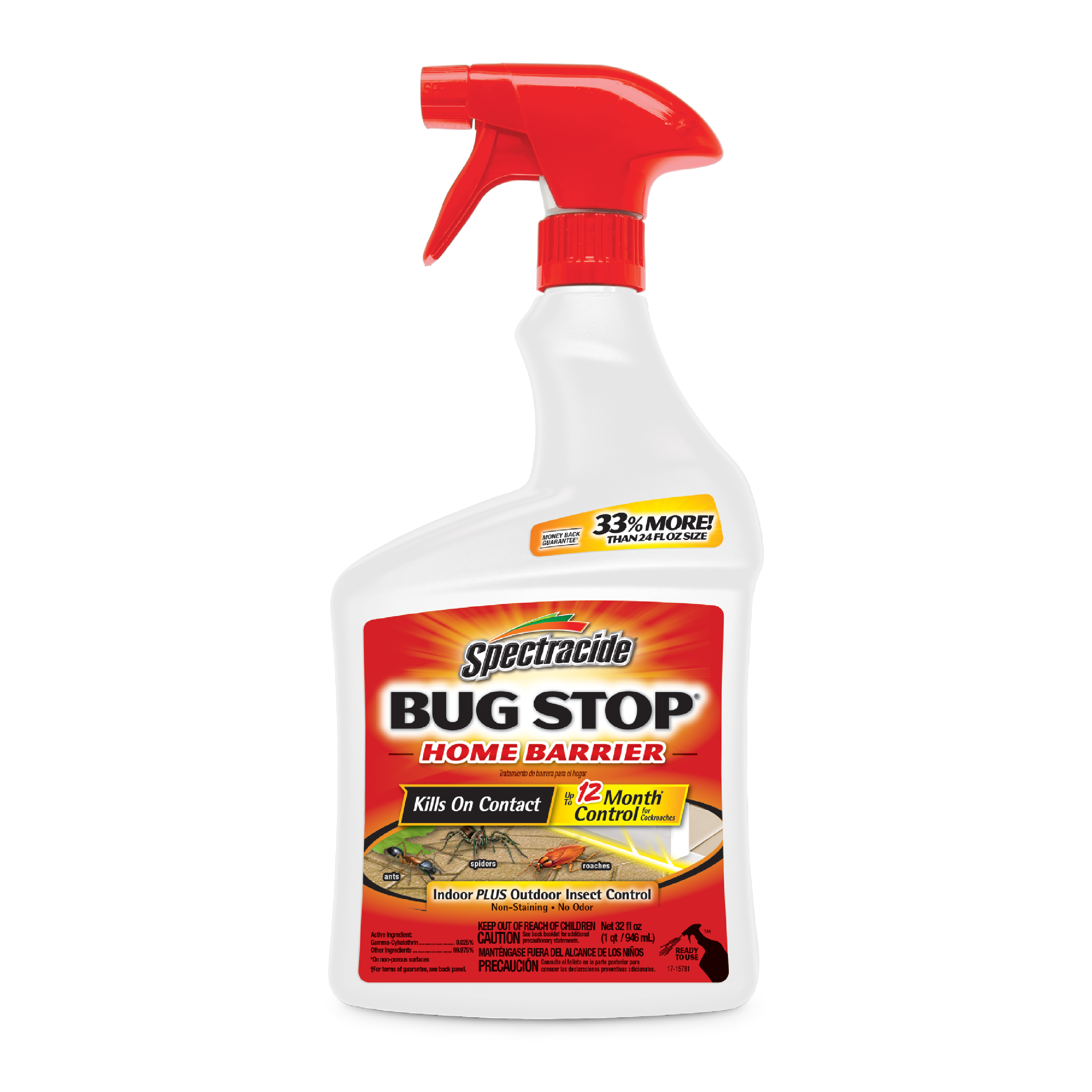 Spectracide Bug Stop Home Barrier, Kills Ants, Roaches, Spiders, Insect Control, 32 fl oz, Spray - image 1 of 11
