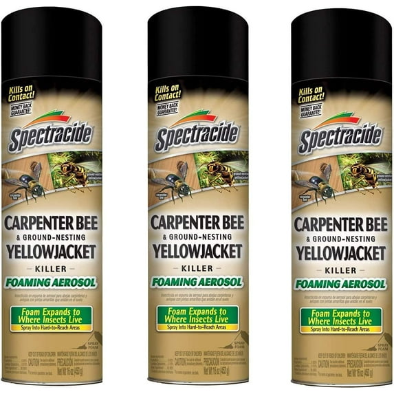 Spectracide Carpenter Bee & Ground-Nesting Yellowjacket Killer Foaming Aerosol HG-53371 Pack of 3