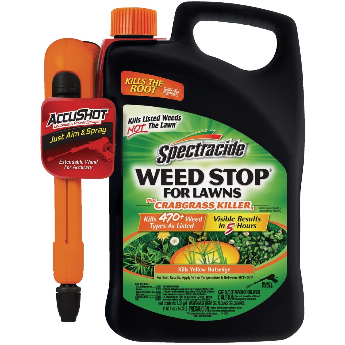 Spectracide Weed Stop for Lawns Plus Crabgrass Killer, AccuShot Sprayer, 1.33 Gallon (Pack of 2)
