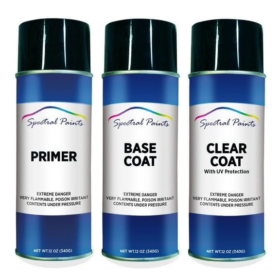 Spectral Paints Compatible/Replacement for Volkswagen LA5K Olympiablau Pearl: 12 oz. Primer, Base  & Clear Touch-Up Spray Paint