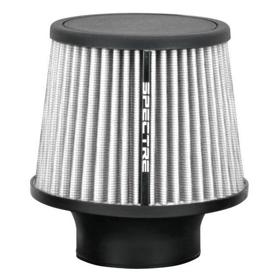 Spectre Universal Clamp-On Air Filter: High Performance, Washable Filter: Round Tapered; 3 in (76 mm) Flange ID; 6.5 in (165 mm) Height; 6 in (152 mm) Base; 4.75 in (121 mm) Top, SPE-9138