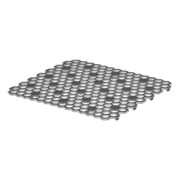 Spectrum HEXA Sink Mat, 12x10.5 in, Hard Plastic, for Double-Basin and Compact Sinks, Frost Gray