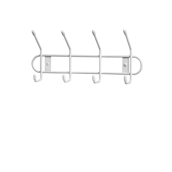 Spectrum Wall Hook Rack Wire Wall Hook Rack - 4 Hook Metal - White, Pack of 1