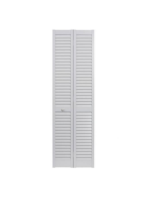 Spectrum  24 x 80 in. Seabrooke PVC 2 Panel Square Hollow Core Full Louver Bifold Door, White