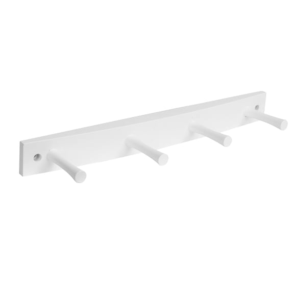 Spectrum 4-Peg Wall Mount Wood Rack for Entryway and Closet, White