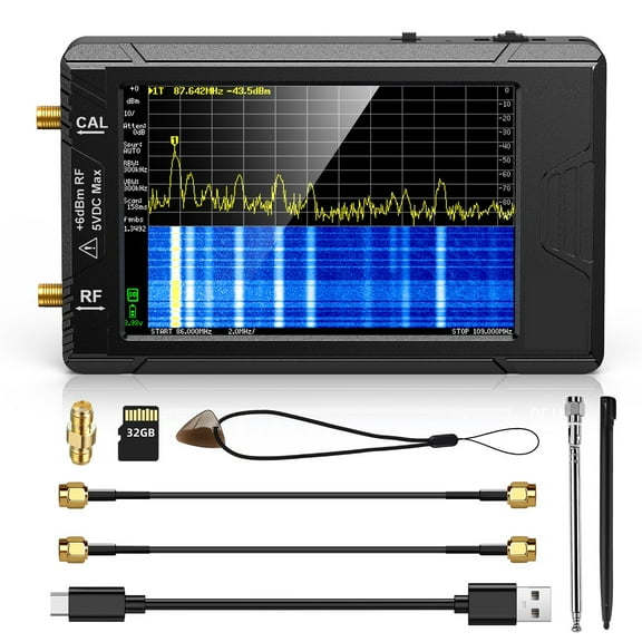 Spectrum Analyzer TinySA ULTRA 4" Display 100kHz to 5.3GHz, V0.4.5.1 Network Internal Lan Tester with 32GB Card Version ,Easy to Use