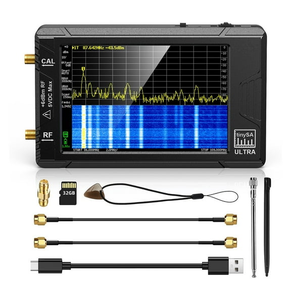 Spectrum Analyzer TinySA ULTRA 4" Display 100kHz To 5.3GHz With 32GB Card Version V0.4.5.1 Network Internal Lan Tester ,Compact and Portable