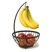 Spectrum Ashley Bronze Wire Fruit Tree Basket Holder, Kitchen Countertop Fruit Bowl with Banana Hanger