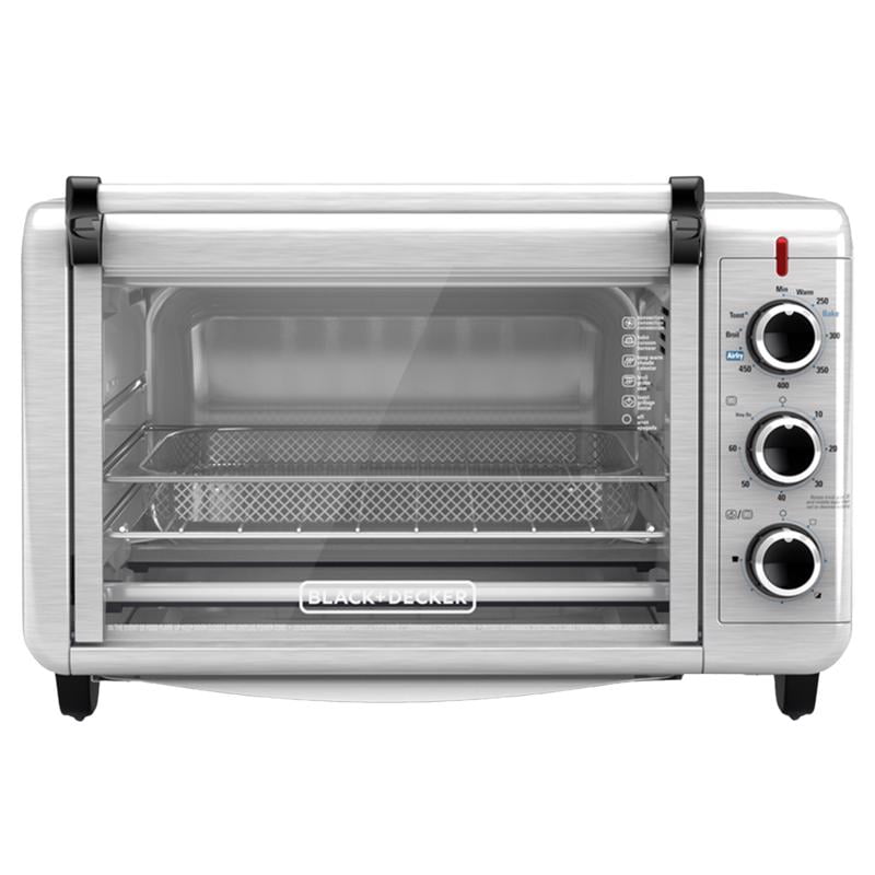 Black and Silver 6-Slice Convection Air Fry Toaster Oven